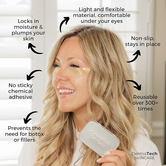 Reusable Under Eye Patches Eco-Friendly Wrinkle Patches with Tin Case | 100% Silicone Reusable Facial Patches | For Puffy Eyes, Dark Circles, Reducing Wrinkles-VivaGrace Women