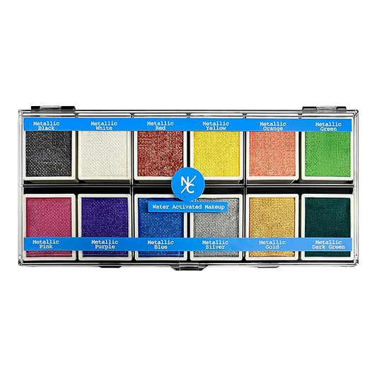 Metallic 12-Color Palette - Luxurious Water-Activated Makeup for Face & Body - Shimmering Shades for SFX, Cosplay, Theater, Film & TV Makeup Artists-VivaGrace Women