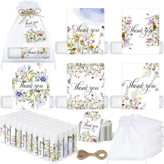 50 Set Employee Appreciation Gifts Bulk Baby Shower Favors Lip Balms Bulk Thank You Gifts Wedding Bridal Shower Bachelorette Gifts Prizes for Guests Women Teacher Coworker Nurse(Wildflower)-VivaGrace Women