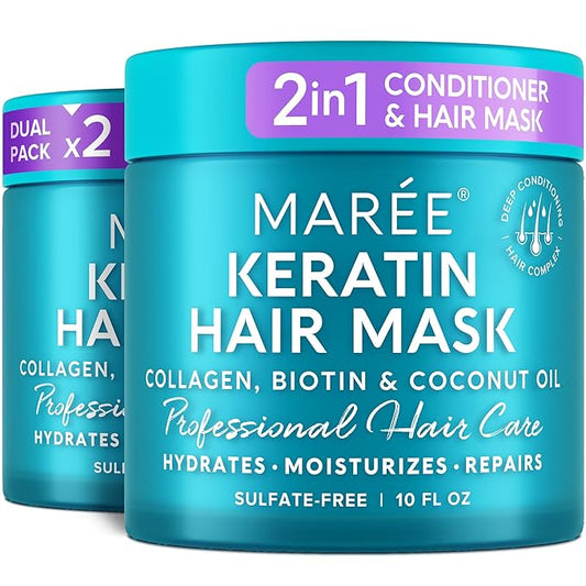 MAREE Hair Mask for Damaged Hair 2 PACK - Keratin Treatment Conditioner - Extremely Deep Conditioning Mask, Hydrating & Repairing, Keratina Mascarilla Para el Cabello-VivaGrace Women