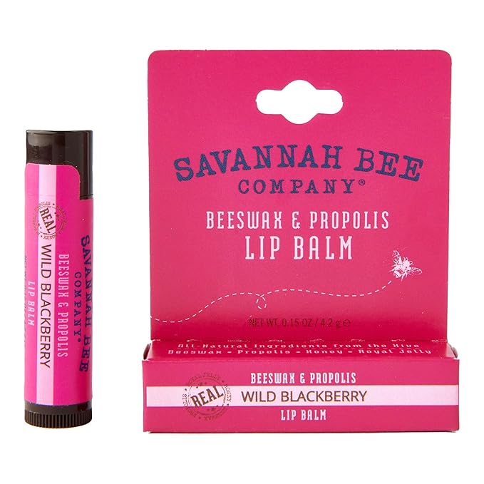 Savannah Bee Lip Balm Hanger 0.15 oz - Invigorating Mint Flavor - Natural Ingredients for Supple, Soft Lips - Convenient Hanger Design (.15 Oz, Wild Blackberry)-VivaGrace Women