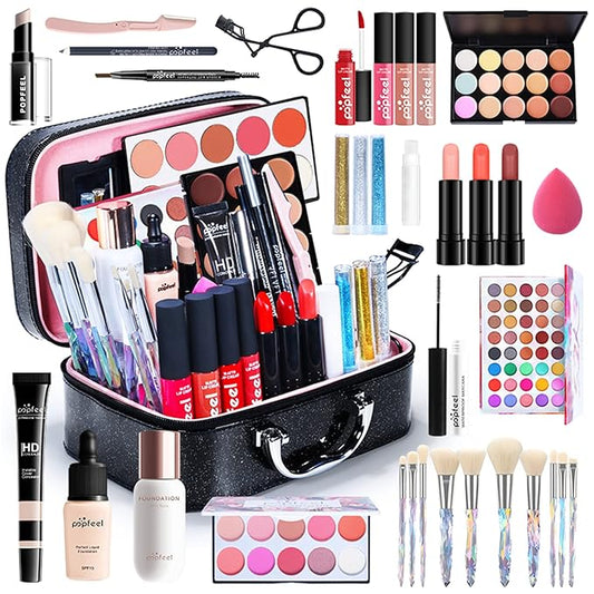 All-in-one Professional Makeup Set for Beginners or teen girls, Cosmetic-Gift for Women -Include Makeup Brush Set, Eyeshadow Palette, Eyebrow Pencil, Mascara, Concealer, Lip Gloss Set -014-VivaGrace Women