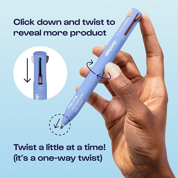 Alleyoop Pen Pal 4-in-1 Makeup Pen - Comes with Eyeliner, Highlighter, Lip Liner, and Eyebrow Pencil - Touch Up On the Go - Cruelty-Free, Vegan (In A Rouge (Light))-VivaGrace Women