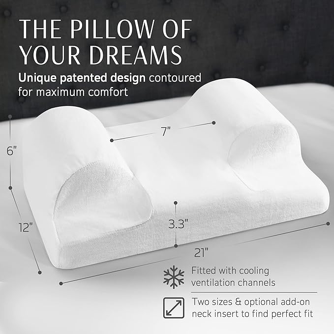 YourFacePillow, Back Sleeper Beauty Pillow, Cervical Neck Pillow, Patented Contour Memory Foam Pillow, Ergonomic Neck, Back and Shoulder Support. Back Sleeping Reduces Pressure on Skin - Standard-VivaGrace Women