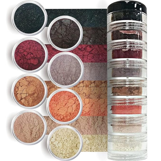 Brown Eyed Girl Loose Mineral Eye Shadow Makeup - Organic, Non-Toxic Glitter Eyeshadow, Loose Powder, Nude Eyeshadow Palette, Copper, Black Shimmer, Light Pink, Bronze-VivaGrace Women
