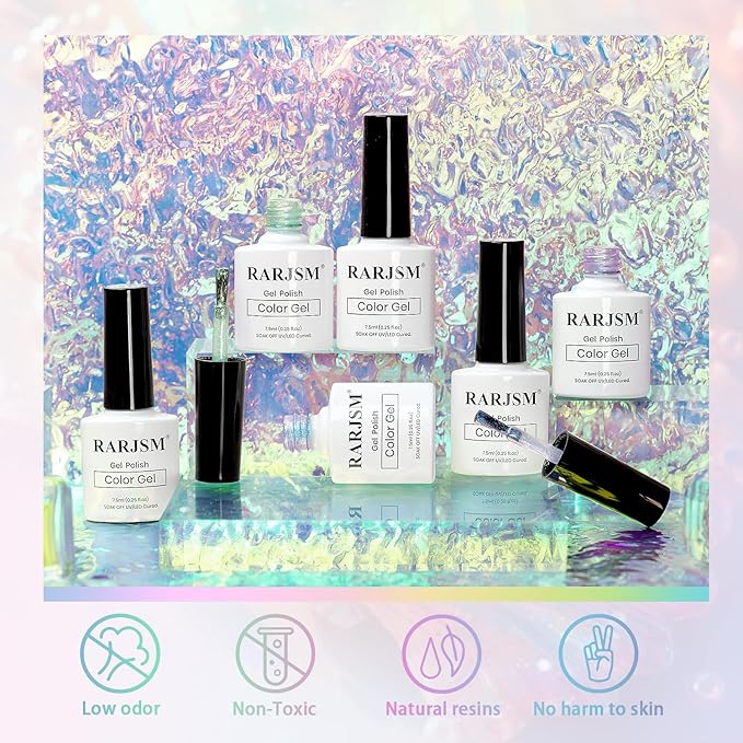 RARJSM Aurora Mermaid Cat Eye Gel Nail Polish Set 6 Colors Velvet Silver Glitter Pink Green Blue Purple Galaxy Star Shimmer Gel Polish with Magnetic Stick UV LED Curing Requires Soak Off Home Salon-VivaGrace Women