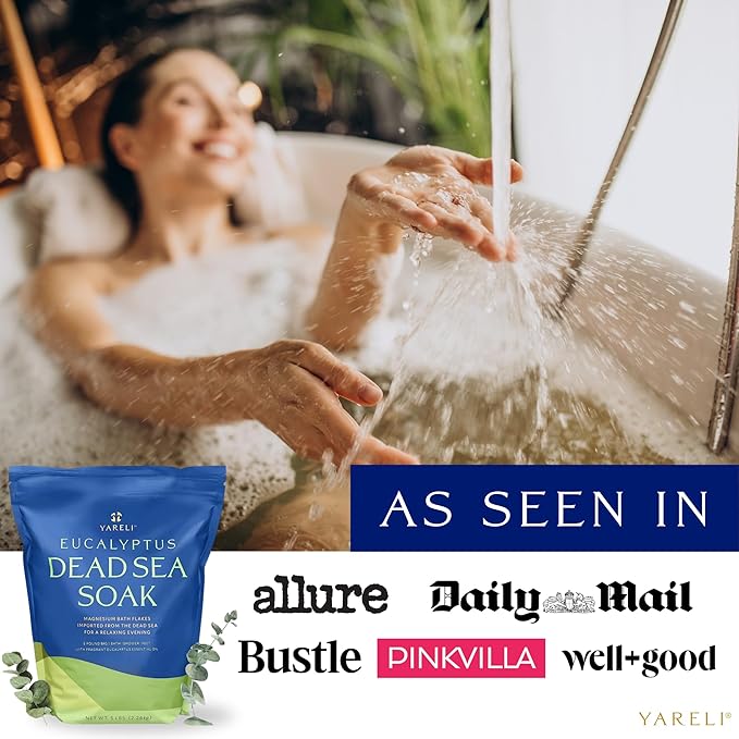 Magnesium Flakes, 5lb Eucalyptus, Dead Sea Bath and Foot Soak, Alternative to Epsom Salt with Over 250,000mg of Magnesium Chloride Per Bag-VivaGrace Women