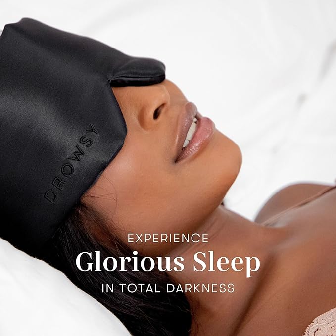 DROWSY Silk Sleep Mask. Face-Hugging, Padded Silk Cocoon for Luxury Sleep in Total Darkness. (Black Jade)-VivaGrace Women