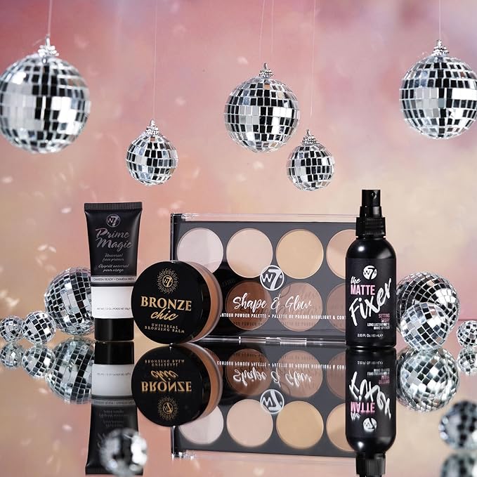 W7 Shape & Glow Makeup Set - Matte Finish - 4 Piece Set - Bronze, Contour & Secure-VivaGrace Women