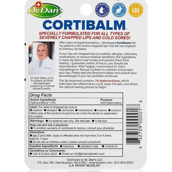 Dr. Dan's Cortibalm- 2 Pack- for Severe Chapped Lips and Cold Sore Relief-VivaGrace Women