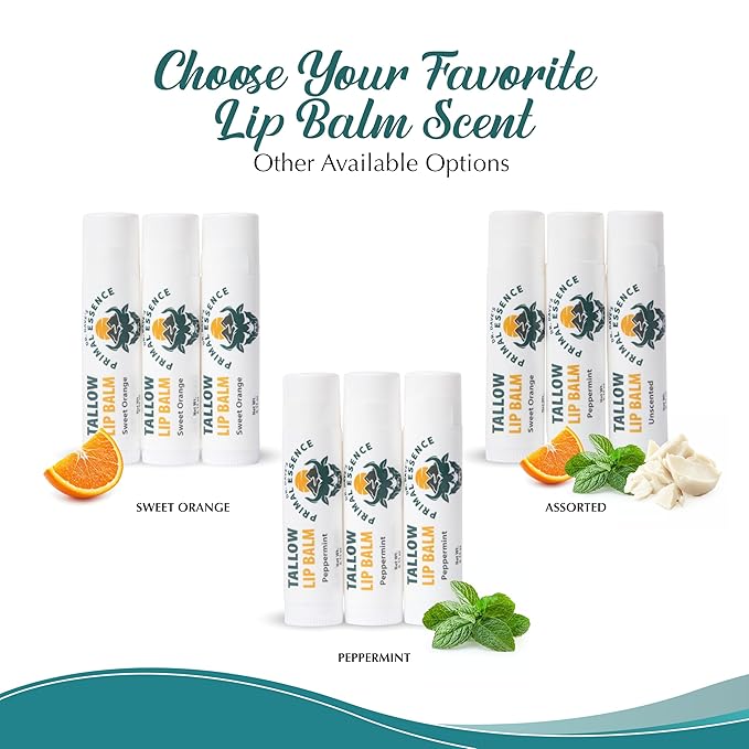 Moisturizing Tallow Lip Balm – Grass-Fed Beef Tallow with Organic Coconut Oil, Beeswax, and Vitamin E – Unscented Lip Balm Set – Travel Essential - 3-Pack-VivaGrace Women