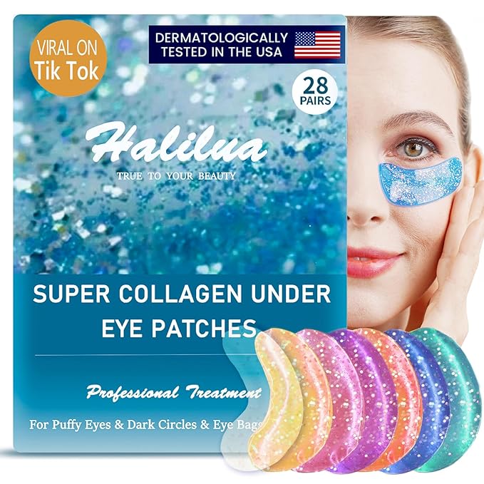 [ 28 Pairs ] Under Eye Patches, Eye Gel Mask for Puffy Eyes and Dark Circles with Natural Marine Collagen Reduce Wrinkles Anti-Aging Face Eye Skin Care Mask for Face,Puffiness, Eye Bags and Wrinkles-VivaGrace Women