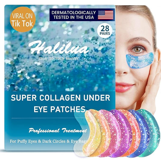[ 28 Pairs ] Under Eye Patches, Eye Gel Mask for Puffy Eyes and Dark Circles with Natural Marine Collagen Reduce Wrinkles Anti-Aging Face Eye Skin Care Mask for Face,Puffiness, Eye Bags and Wrinkles-VivaGrace Women