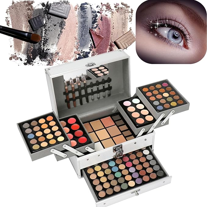 Professional 132 Colors All-in-one Makeup Palette Cosmetic Contouring Kit Combination with Eyeshadow, Cream Concealer, Eyebrow Powder, Lip Gloss Blusher and Pressed Powder-VivaGrace Women