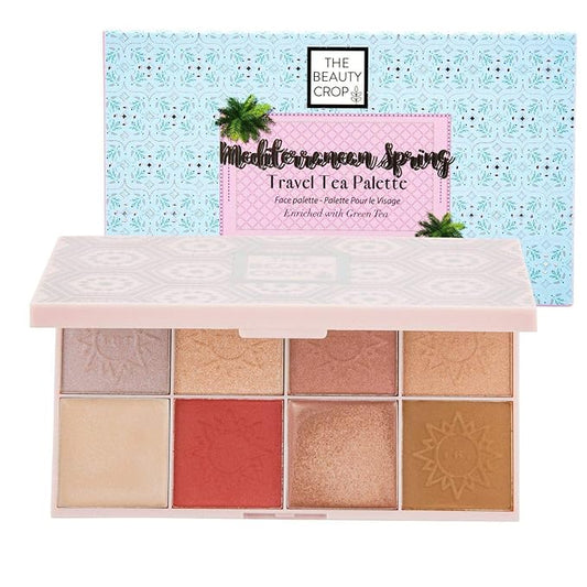 The Beauty Crop - Travel Tea Face Palette - Mediterranean Spring | Highly Pigmented Shades | Richly Toned Palette | Comes in Matte, Creamy, Metallic & Glitter Finish | Long Wearing | Cruelty Free-VivaGrace Women
