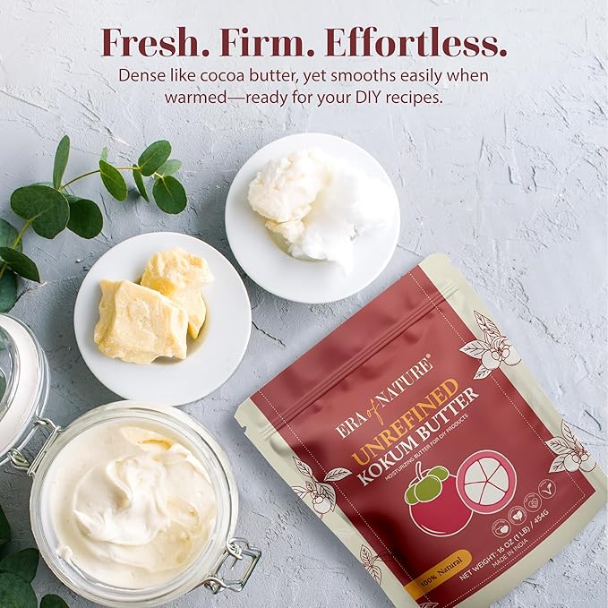 era of nature Kokum Butter Raw - 16 oz (1lb) - Natural Butter for Body Butters, Lotion Bars, Lip Balm, Soap Making – Blends Well with Shea or Cocoa Butter – For Stretch Marks, Scars, Pregnancy Care-VivaGrace Women