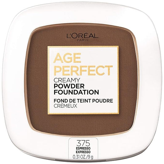 L'Oreal Paris Age Perfect Creamy Powder Foundation Compact, 375 Espresso, 0.31 Ounce-VivaGrace Women