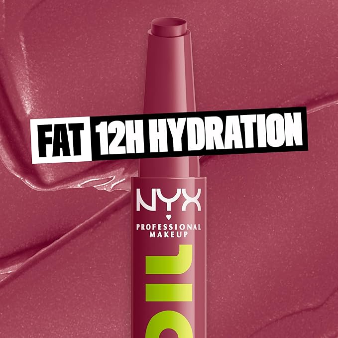 NYX PROFESSIONAL MAKEUP Fat Oil Slick Click, Lightweight, Buildable, Pigmented Vegan Lip Balm - Thats Major-VivaGrace Women