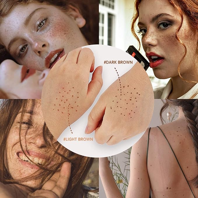 2 Pcs Freckle Pen Set, Natural Lifelike Fake Freckles Makeup Pen Magic Brown Color Freckles Makeup Tool Long-Lasting Waterproof Dot Spot Pen for Effortless Sunkissed Makeup (Dark Brown)-VivaGrace Women
