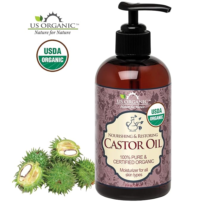 US Organic Castor Oil, USDA Certified Organic,Expeller Pressed, Hexane Free, 100% Pure & Natural moisturizing and emollient properties, For Skin, Hair Care, Eyelashes, DIY projects (8 oz (240 ml))-VivaGrace Women