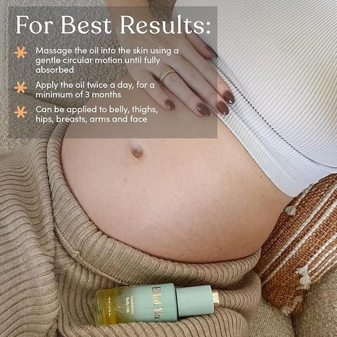 Belly Oil for Pregnancy Stretch Marks & Maternity Scars - Quick dry Formula with Squalene and Vitamin C Hydrates Face & Body, Pregnancy + Postpartum Skincare, Fragrance Free | 1.7 fl. oz.-VivaGrace Women