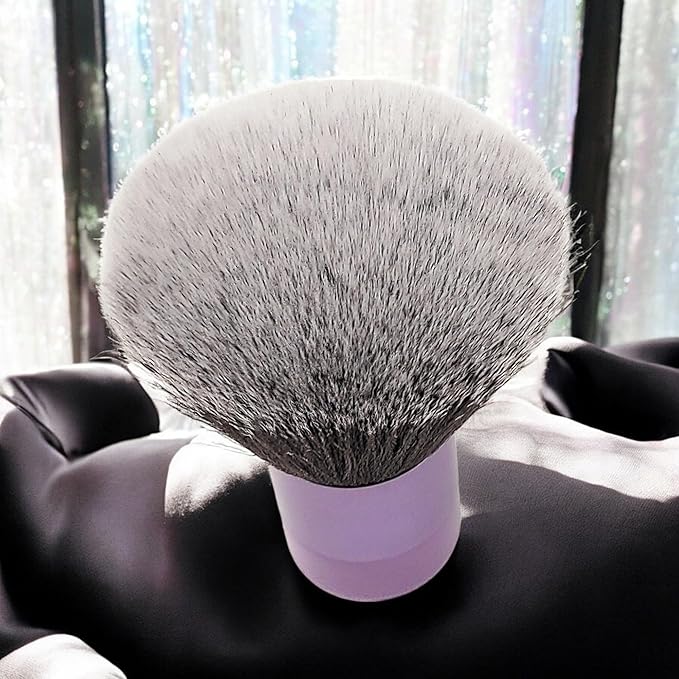 Luxurious and Large Ultra Soft Fluffy Powder Brush, Multipurpose Face, Body, Barber and Beauty Tool, with wooden base Soft Kabuki Brush by BevyGold (Violet)-VivaGrace Women