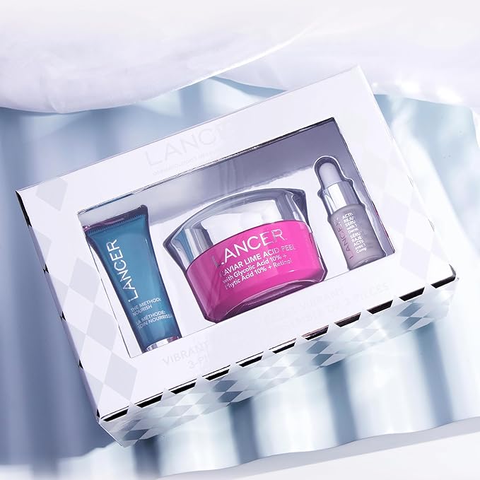 Lancer Skincare Vibrant Glow 3-Piece Set, Contains Moisturizing Face Mask, Caviar Acid Peel, Active Rejuvenation Serum for Vibrant Skin-VivaGrace Women