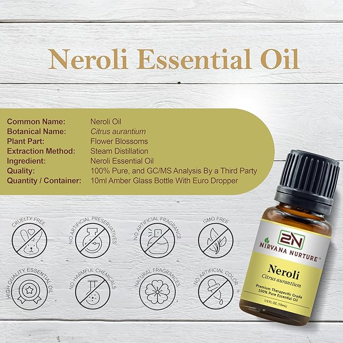 Neroli Essential Oil 100% Pure Premium Therapeutic Grade, Undiluted - Aromatherapy Diffuser for Calm and Relaxation, Skin Care, Hair Care-VivaGrace Women