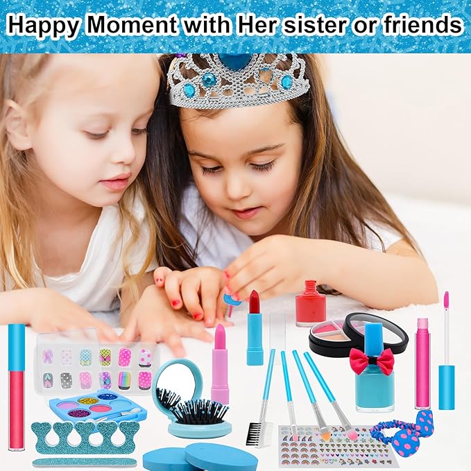 Kids Makeup Kit for Girl Toys, Princess Toys With Makeup kit Nail Polish Set Little Girls Toddlers Dress up Set Birthday Gift Play Makeup Kits For Girls Ages 6-10-VivaGrace Women