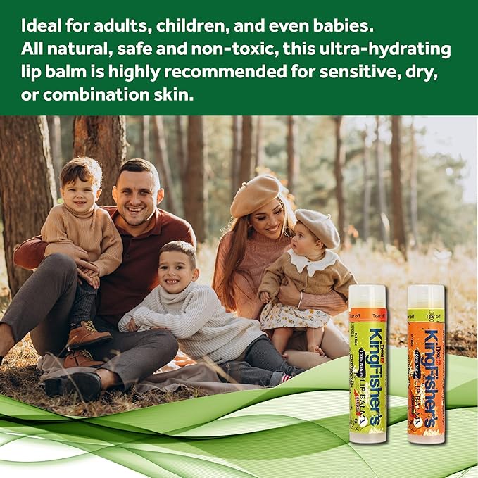 Kingfisher’s Noni Lip Balm, 2-Pack, 100% Natural Ingredients, Noni Original Oil & Virgin Coconut Oil, Ultra Hydrating Lip Balm, Sweet Orange Flavor Lip Care-VivaGrace Women