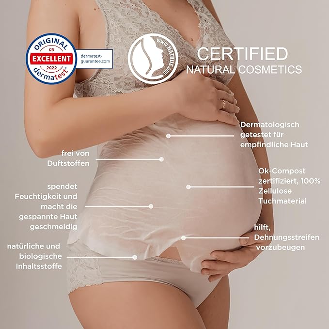 3 x Feuchtigkeitsspendende Bauchtuchmaske - hilft gegen Dehnungsstreifen - wirkungsvolle Mischung aus natürlichen und biologischen Pflanzenstoffen-VivaGrace Women