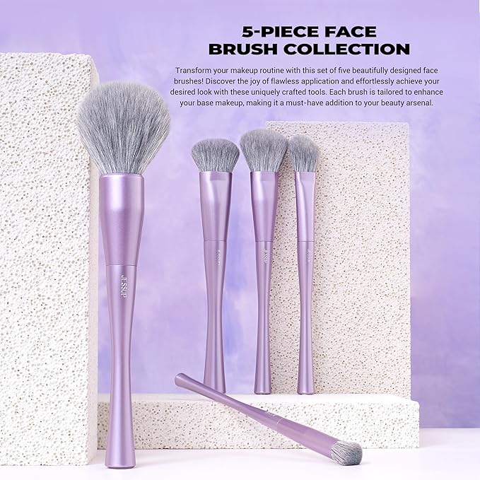 Jessup Makeup Brushes Set Professional 14pcs Vegan Make Up Brushes, Foundation Eyeshadow Concealer Contour Powder Blush Blending Eyeliner Brush, Premium Synthetic Fiber, Luxury Purple T512-VivaGrace Women