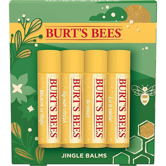 Burt's Bees Christmas Gifts, 4 Lip Balm Stocking Stuffers Products, Jingle Balms Set - Classic Beeswax Moisturizing Lip Balm-VivaGrace Women