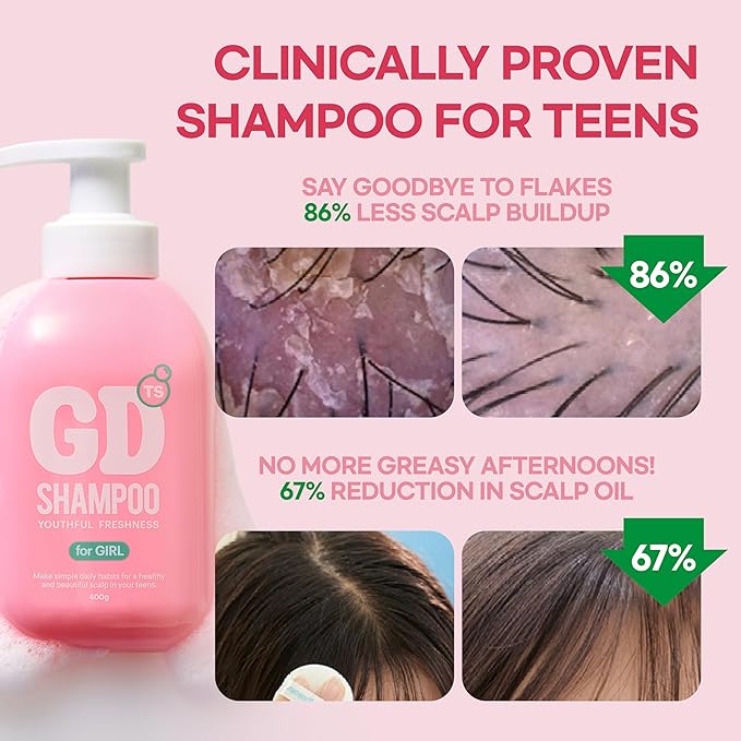 TS GD Shampoo for Girls | Korean Teen Shampoo with Upgraded Probiotics | Anti-Dandruff & Itchy Scalp Relief | Pink Peach Allergy-Free Fragrance | Sulfate-Free (13.53 fl oz, 400ml)-VivaGrace Women