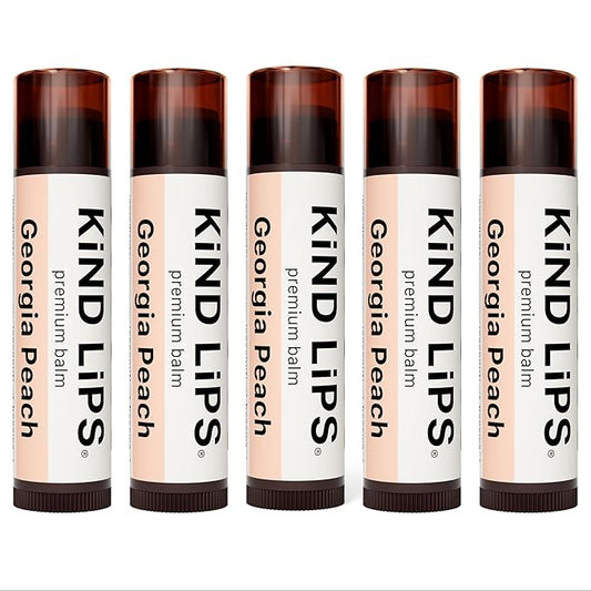 Kind Lips Lip Balm - Nourishing & Moisturizing Lip Care with Shea Butter, Beeswax & Vitamin E | Georgia Peach Flavor | 0.15 Oz (Pack of 5)-VivaGrace Women