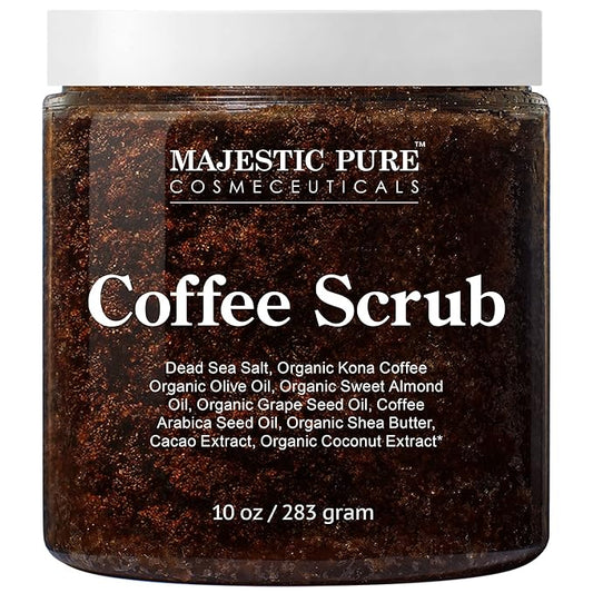 MAJESTIC PURE Arabica Coffee Scrub - All Natural Exfoliating Body Scrub for Skin Care, Stretch Marks, Acne & Cellulite, Reduce the Look of Spider Veins, Eczema, Age Spots & Varicose Veins - 10 Ounces-VivaGrace Women