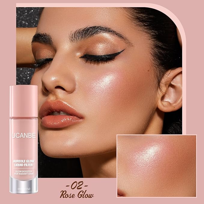 UCANBE Halo Glow Liquid Filter, Face Complexion Booster For Radiant Skin All Day Longwear, Soft-Focus Look Sodium Hyaluronate Vegan & Cruelty-Free - 0.91OZ Rose Glow-VivaGrace Women