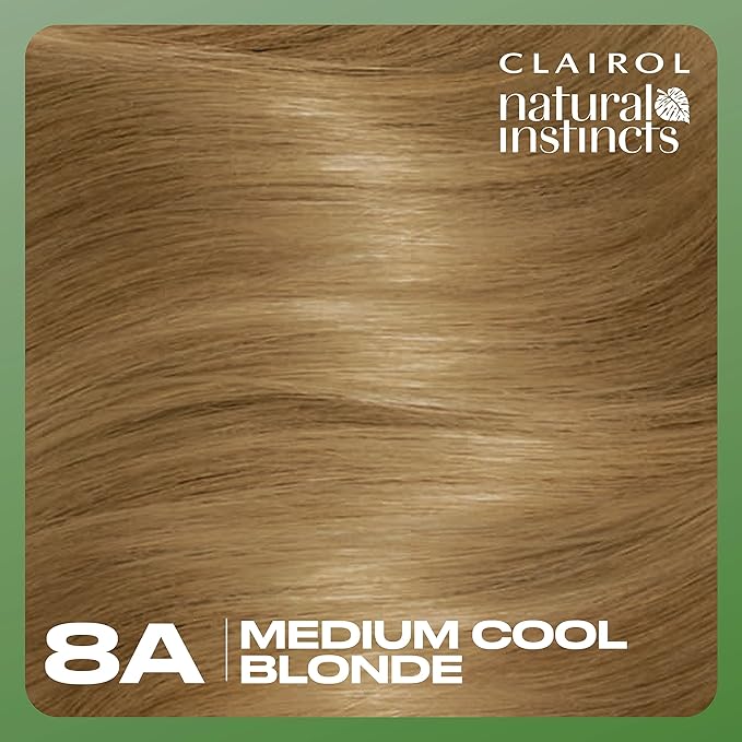 Clairol Natural Instincts Demi-Permanent Hair Dye, 8A Medium Cool Blonde Hair Color, Pack of 3-VivaGrace Women