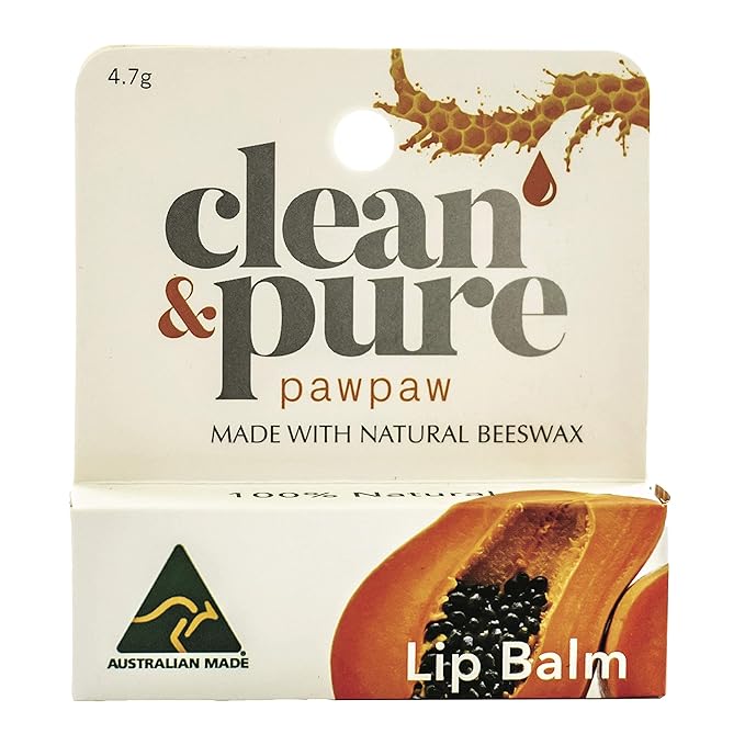 Lip Balm (Pawpaw) 100% Natural Beeswax, Vitamin E | Olive Oil Based Treatment for Dry, Chapped Lips | Made in Australia…-VivaGrace Women