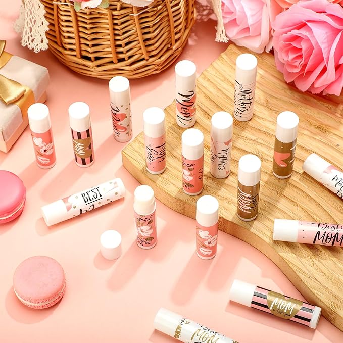 Dunzy 50 Pcs Mother's Day Lip Balm in Bulk Gift Set Moisturizing Lip Moisturizer Party Favors with Assorted Fruit Flavors for Best Mom Women Dry Chapped Lips Mother's Day Gifts-VivaGrace Women