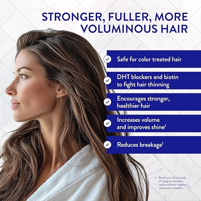 Routine Wellness Shampoo and Conditioner Set and Hair Serum for Thinning Hair - DHT Blocker Women & Men - Color Safe Shampoo for Hair Loss & Healthier Hair - Coconut & Vanilla Set + Serum-VivaGrace Women