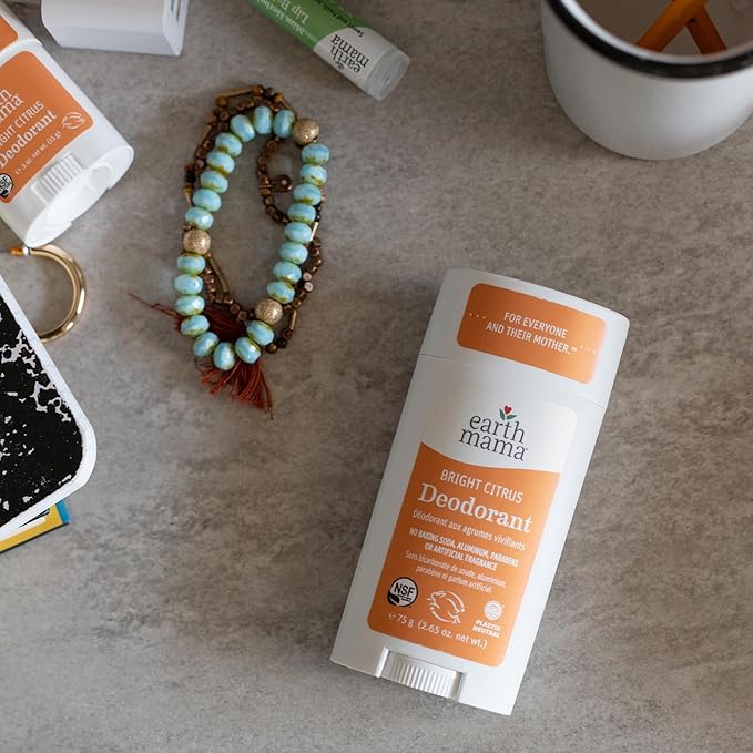 Earth Mama Bright Citrus Deodorant | Safe for Sensitive Skin, Pregnancy and Breastfeeding, Contains Organic Grapefruit and Calendula, No Baking Soda or Aluminum, 2.65-Ounce-VivaGrace Women