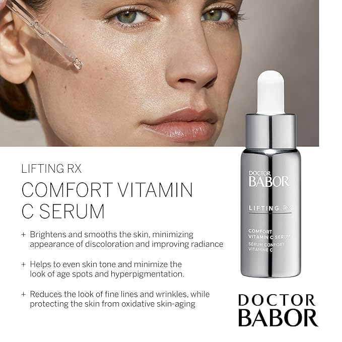 DOCTOR BABOR Lifting RX Comfort Vitamin C Serum, Infused with Hyaluronic Acid to Hydrate & Plump, Even Skin Tone, Reduces Fine Lines & Wrinkles, 20 ml-VivaGrace Women