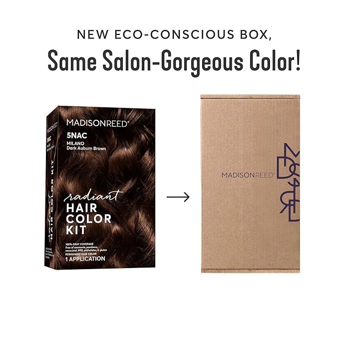 Madison Reed Radiant Hair Color Kit | 5NAC Dark Chocolate Brown (Milano Brown) for 100% Gray Hair Coverage | Salon Quality Permanent Hair Dye | PPD-Free & Ammonia-Free | (Packaging May Vary) 1 Pack-VivaGrace Women