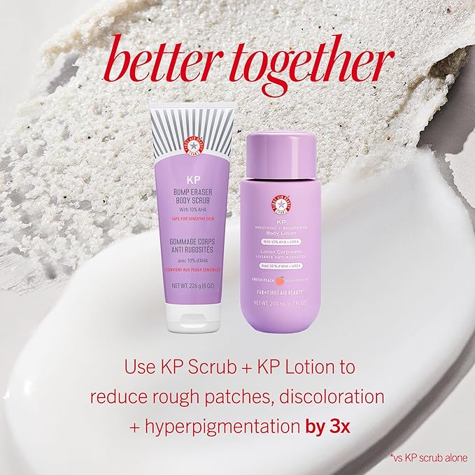 First Aid Beauty - KP Bump Eraser Body Scrub with 10% AHA, Keratosis Pilaris Skin Exfoliater with Glycolic and Lactic acids, Helps Reduce Chicken Skin Bumps, Safe for Sensitive Skin, 4 oz-VivaGrace Women