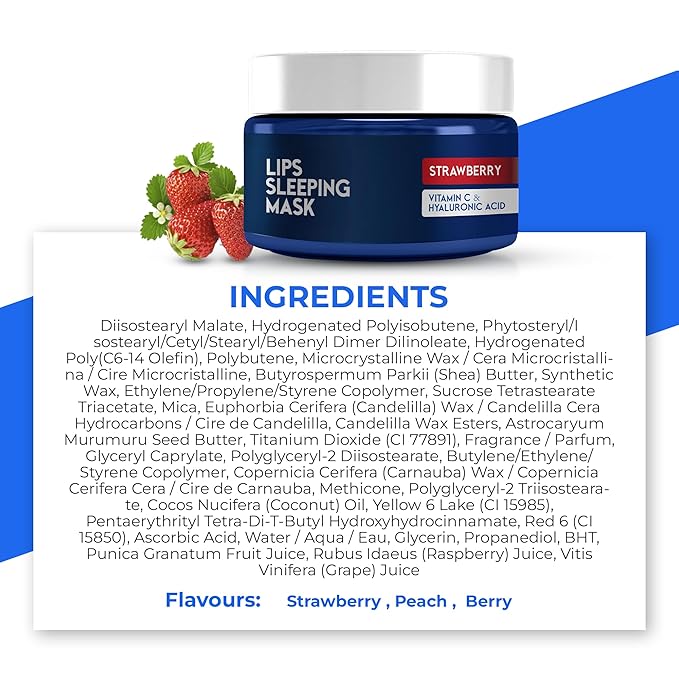 Lip Mask Overnight with Hyaluronic Acid & Collagen, Lip Sleeping Mask for Dry Cracked Lips, Moisturizing, Hydrating, Exfoliating Night Treatment for Lip Care (Strawberry)-VivaGrace Women