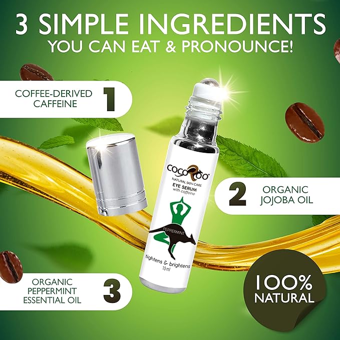 Caffeinated Eye Serum, Nutrient-Dense, 100% Pure, Natural & Vegan (Peppermint)-VivaGrace Women