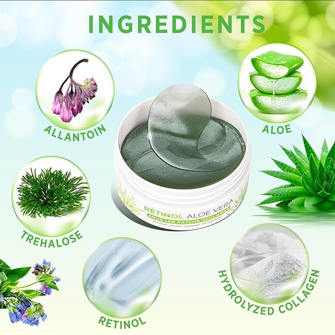 VELAMO ADVANCED Under Eye Patches: Aloe Vera Under Eye Mask for Dark Circles - Retinol Eye Patches for Wrinkles and Puffiness - Under Eye Bags Dark Circles Treatment for Women and Men 60 Pcs-VivaGrace Women