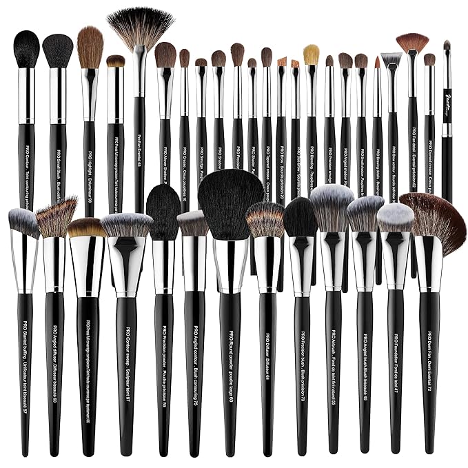 Bueart Design 36Pcs PRO Grade Natural Goat Hair Pony Bristles Makeup Brushes Set with Super Holder Professional-Grade Precision & Luxury Brush for beauty enthusiasts&professionals Makeup Artist-VivaGrace Women