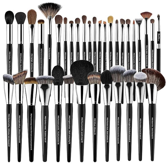 Bueart Design 36Pcs PRO Grade Natural Goat Hair Pony Bristles Makeup Brushes Set with Super Holder Professional-Grade Precision & Luxury Brush for beauty enthusiasts&professionals Makeup Artist-VivaGrace Women